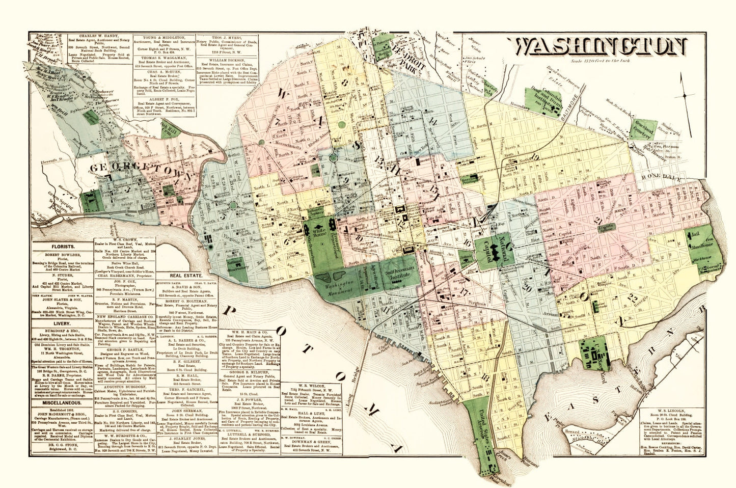 Vintage Map of Washington, DC 1879