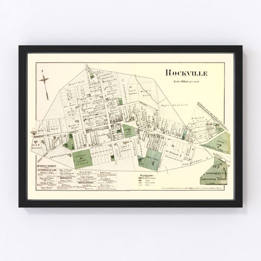 Vintage map of Rockville, Maryland, 1879