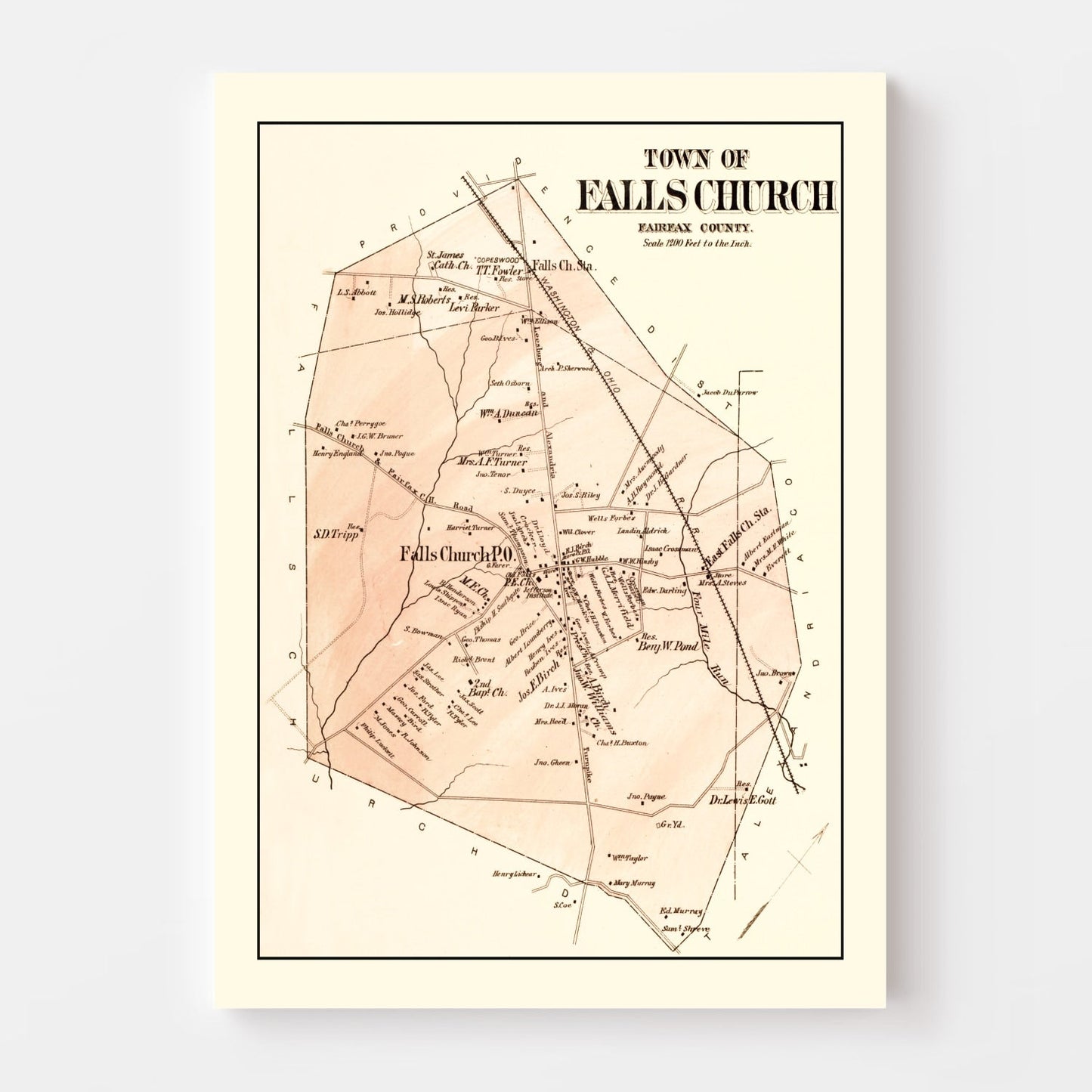 Vintage Map of Falls Church, 1879