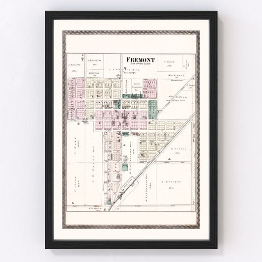 vintage map of Fremont, Indiana, 1880