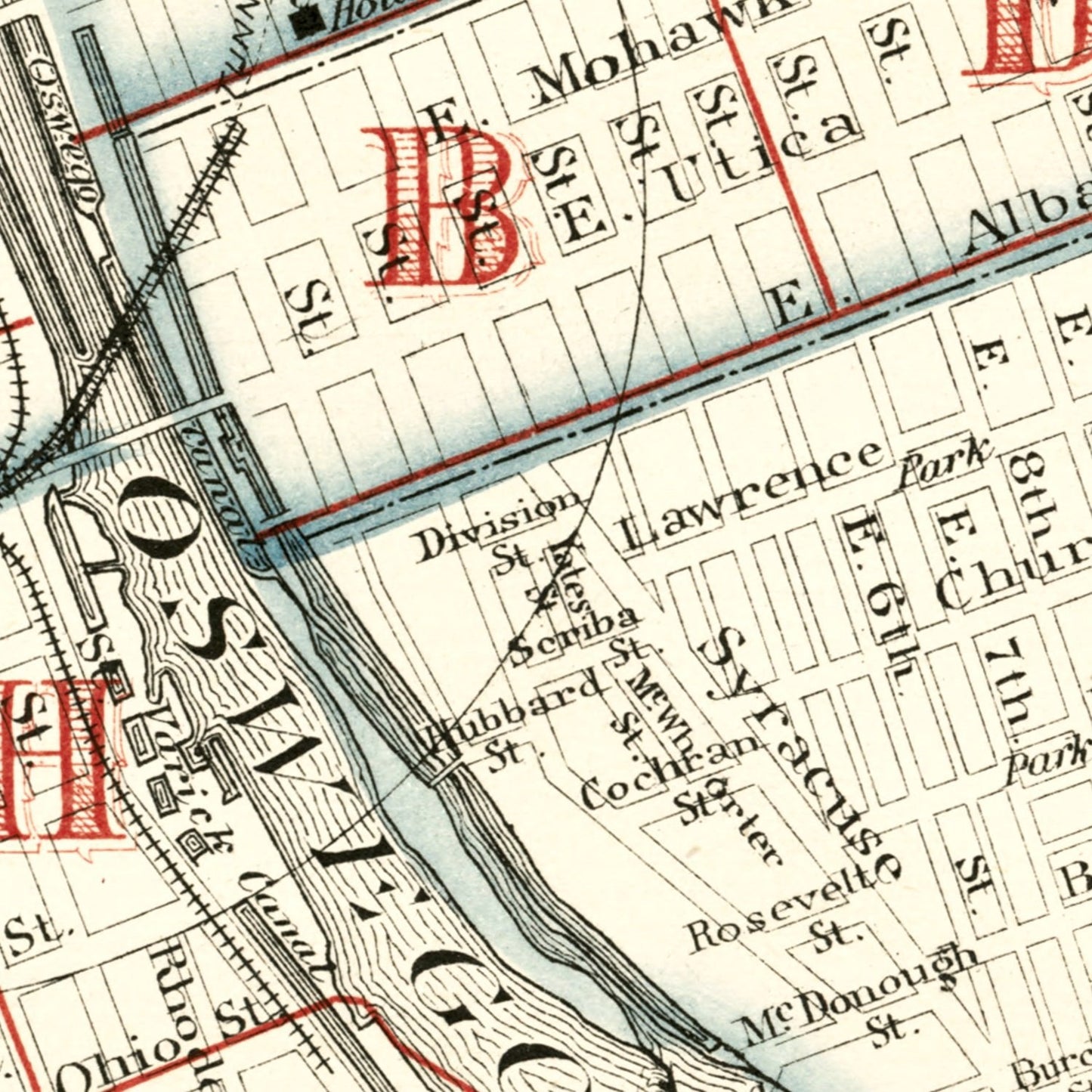 Vintage Map of Oswego, New York, 1880