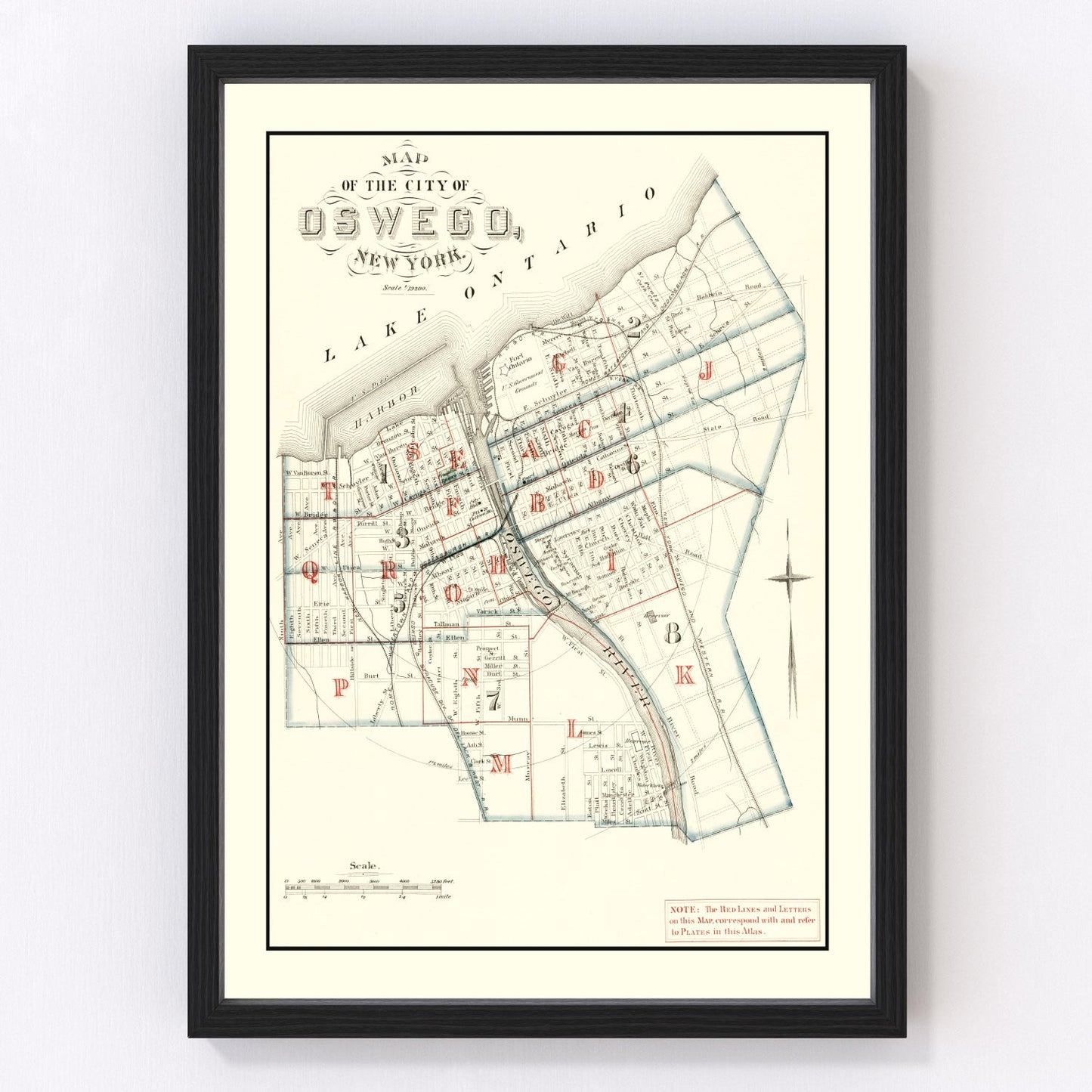 Vintage map of Oswego, New York, 1880