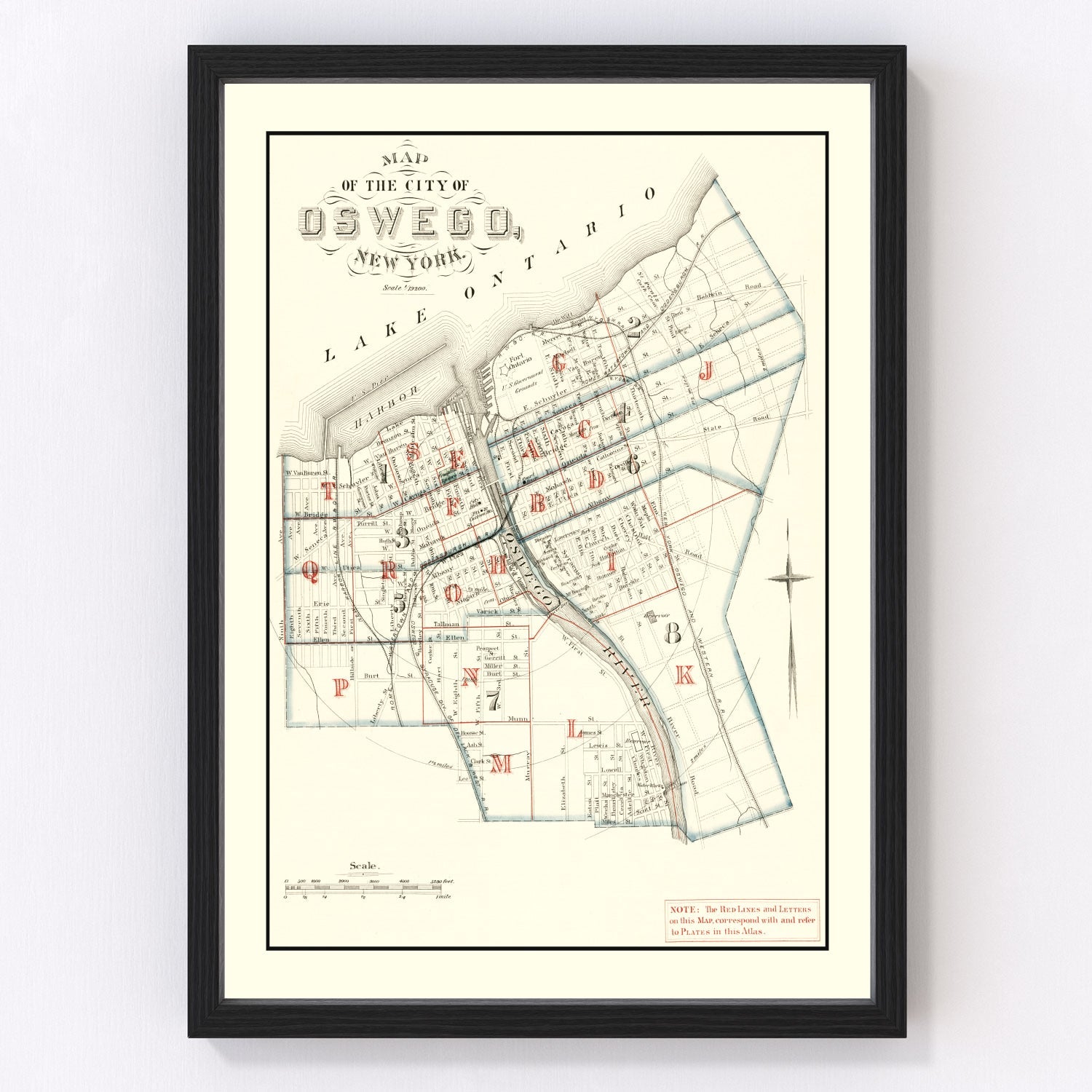 Vintage map of Oswego, New York, 1880