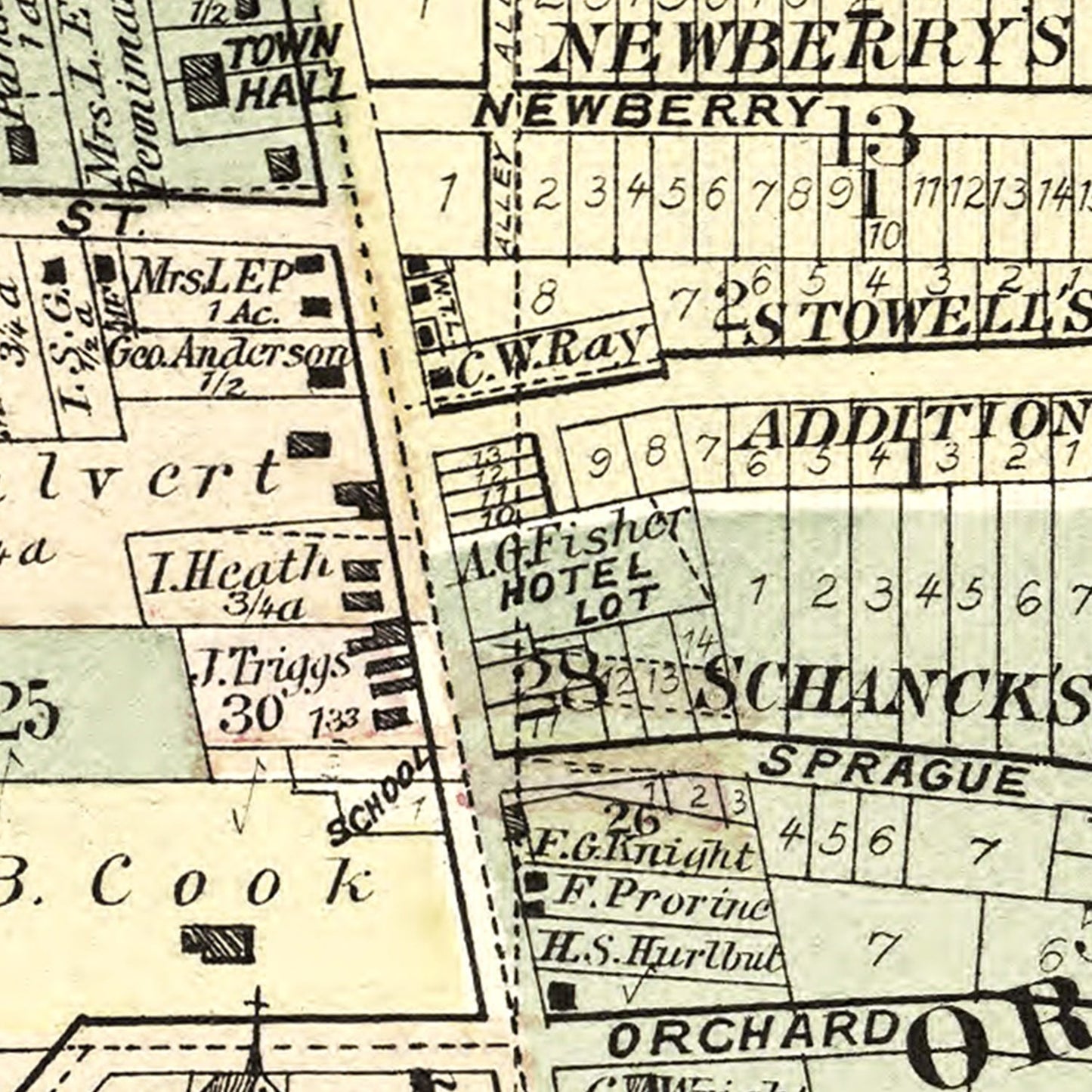 Vintage Map of Libertyville, Illinois, 1885