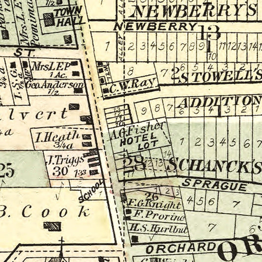 Vintage Map of Libertyville, Illinois, 1885