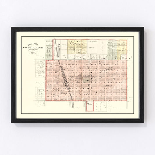 vintage map of Hiawatha, Kansas, 1887
