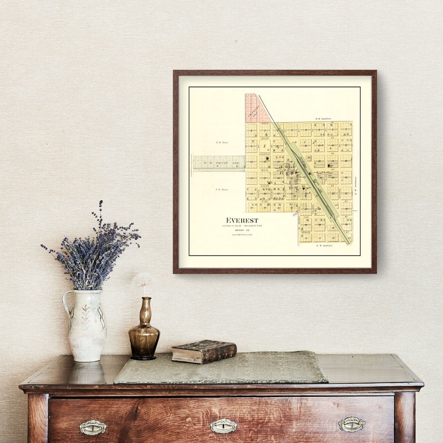 Vintage Map of Everest, Kansas, 1887