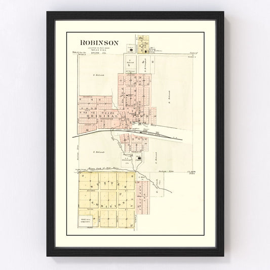 Vintage map of Robinson, Kansas, 1887