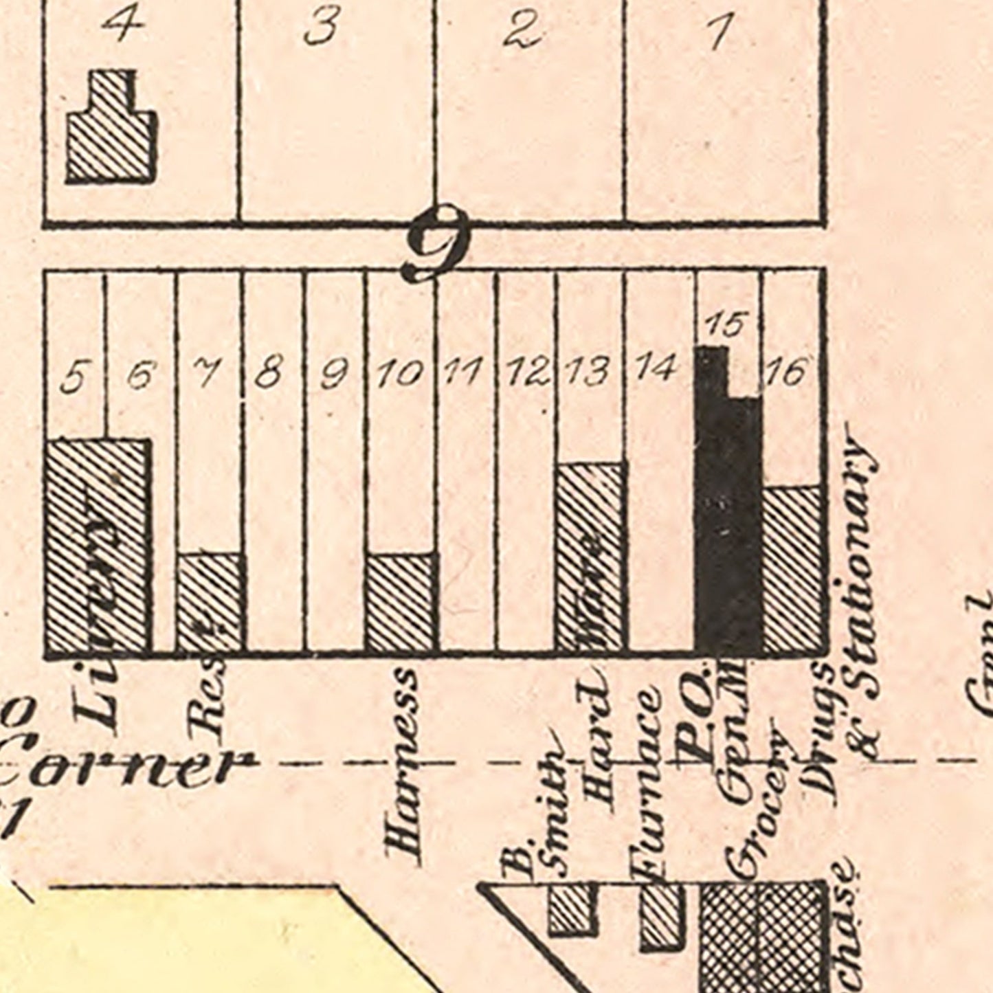 Vintage Map of Baker, Kansas, 1887