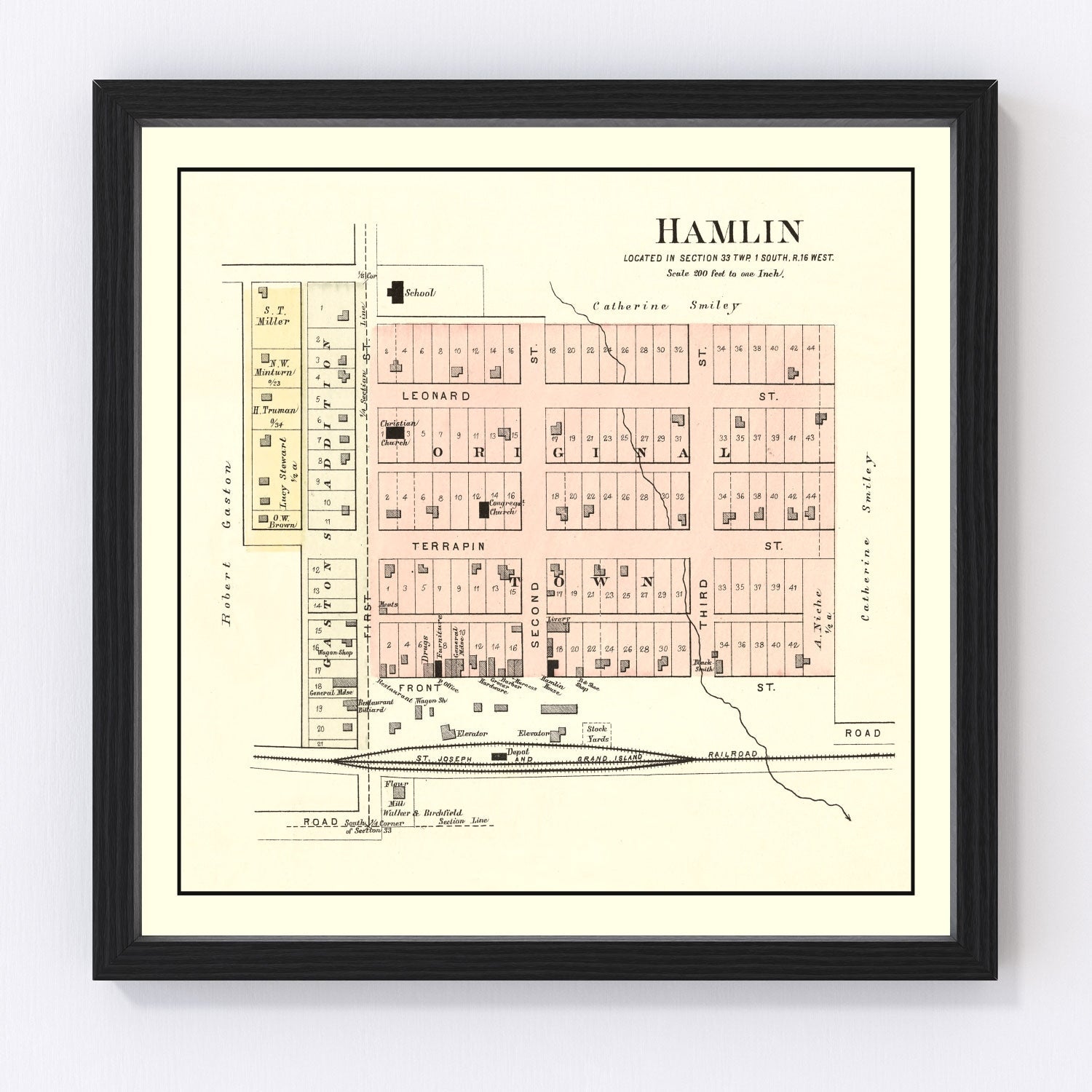 vintage map of Hamlin, Kansas, 1887