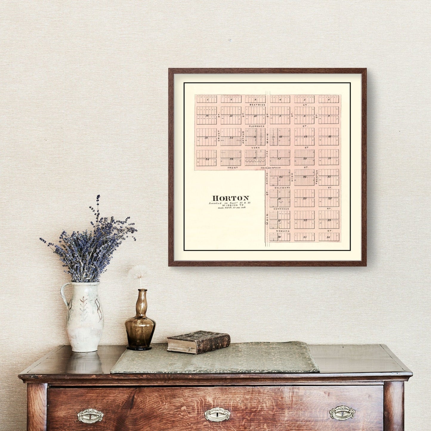 Vintage Map of Horton, Brown County, Kansas, 1887