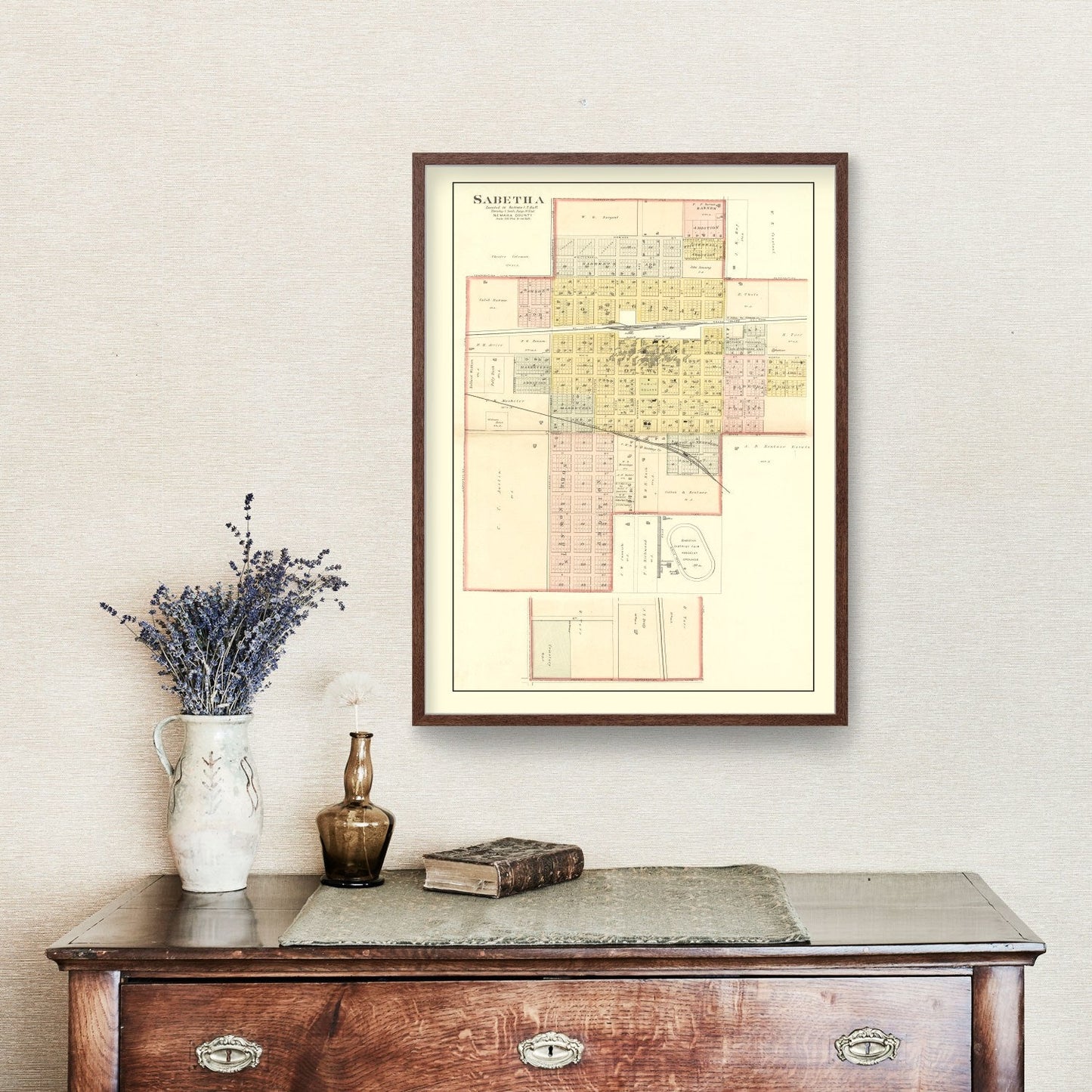 Vintage Map of Sabetha, Kansas, 1887