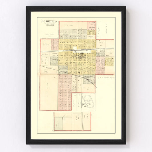 vintage map of Sabetha, Kansas, 1887