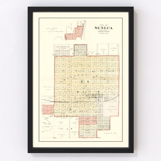 Vintage map of Seneca, Kansas, 1887