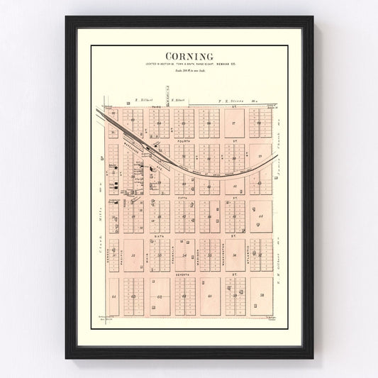 vintage map of Corning, Kansas, 1887