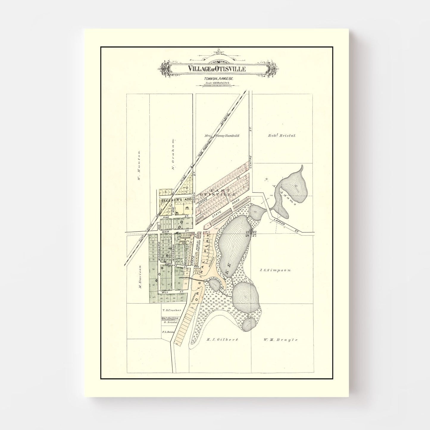 Vintage Map of Otisville, Michigan, 1889