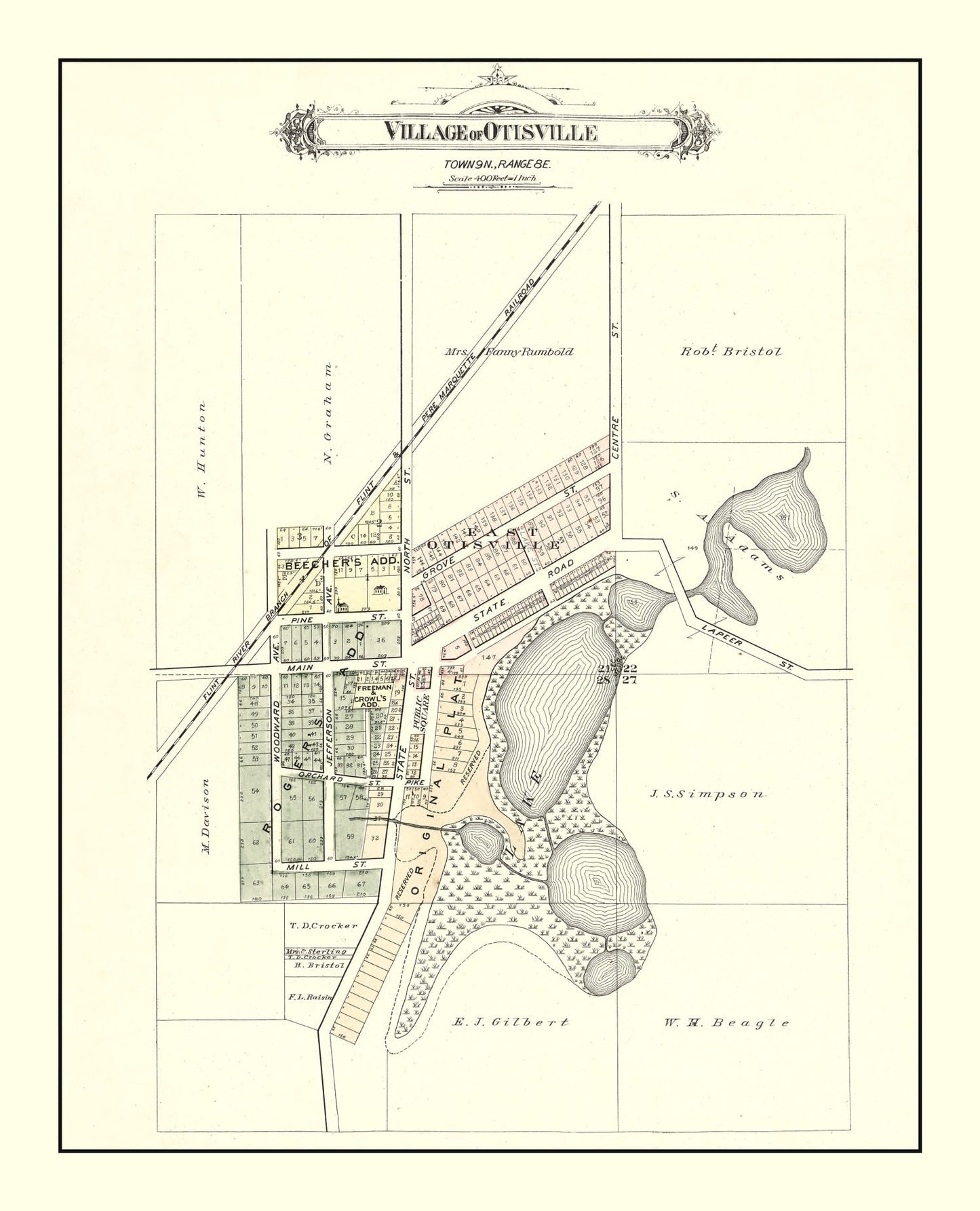 Vintage Map of Otisville, Michigan, 1889