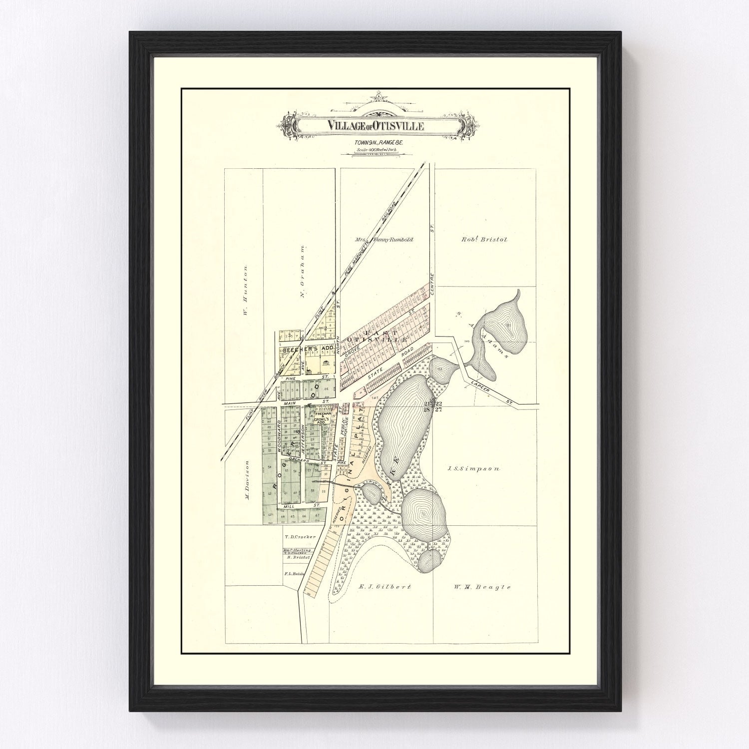 Vintage map of Otisville, Michigan, 1889