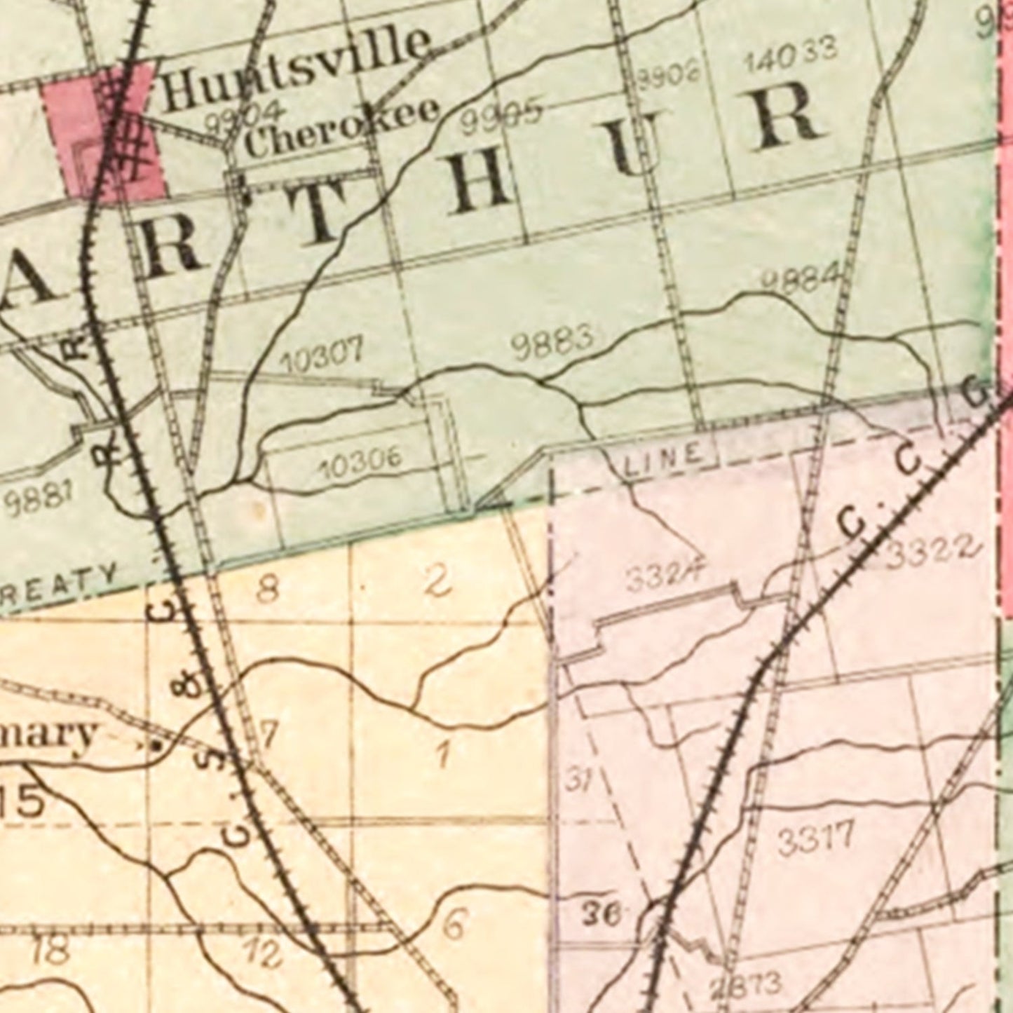 Vintage Map of Logan County, Ohio, 1890