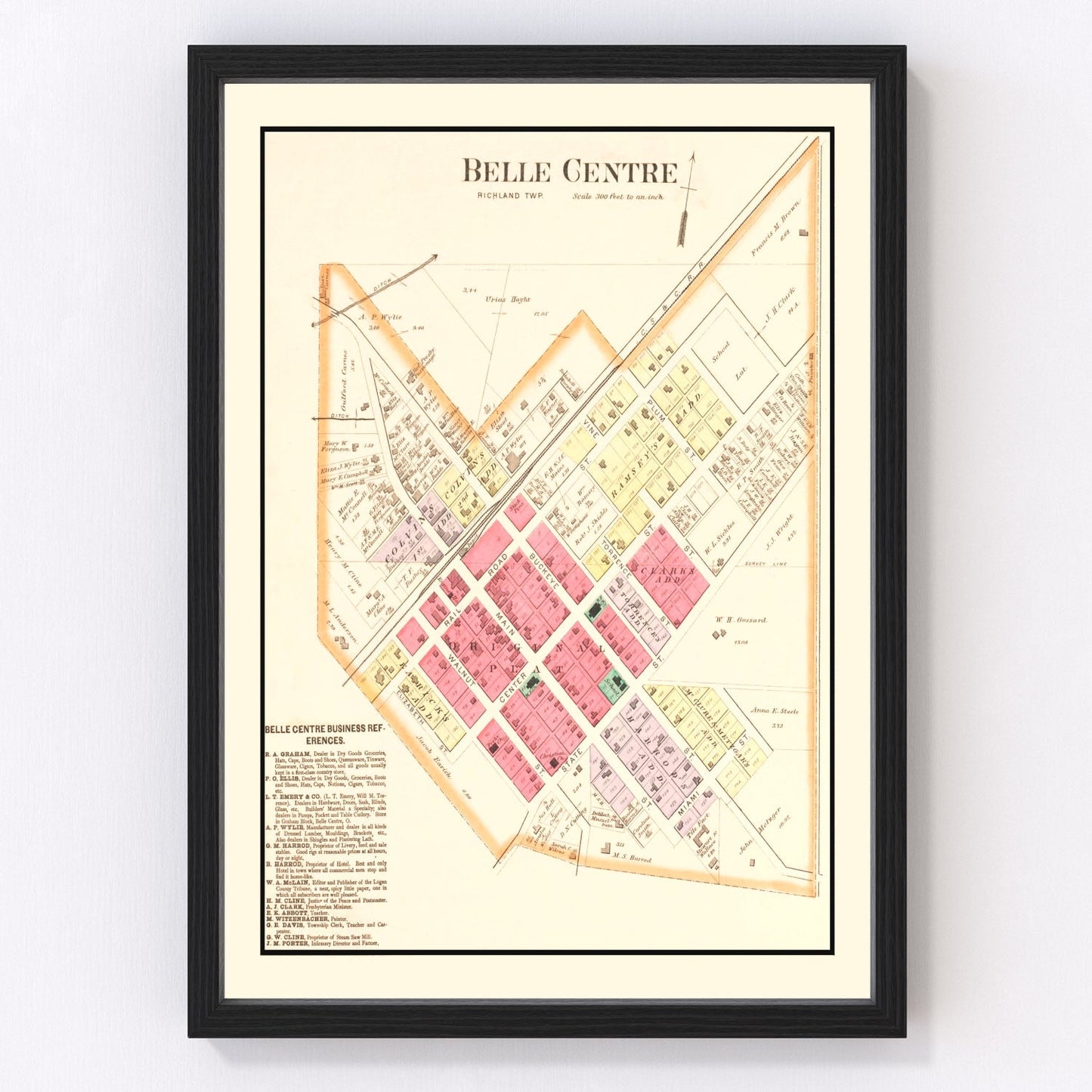 Vintage map of Belle Centre, Ohio, 1890