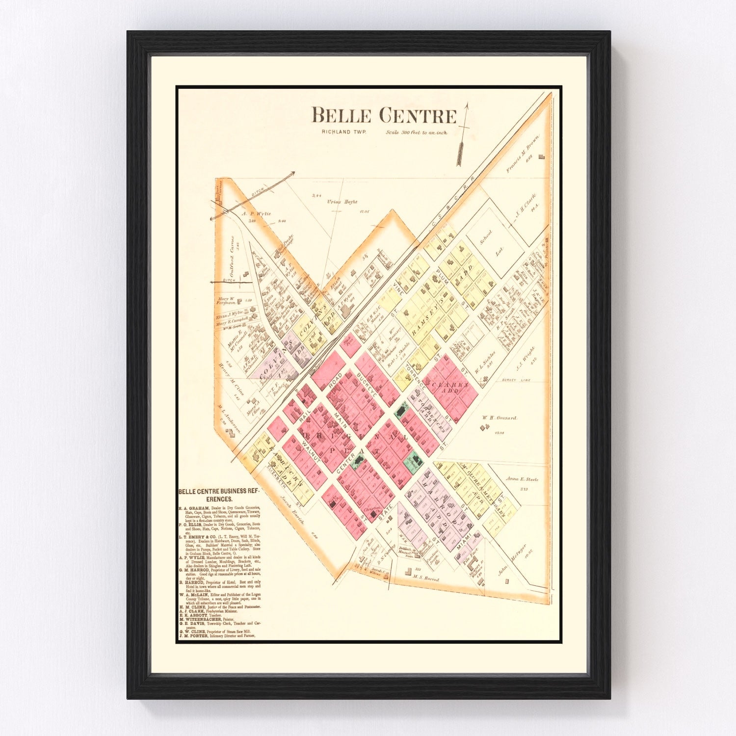 Vintage map of Belle Centre, Ohio, 1890