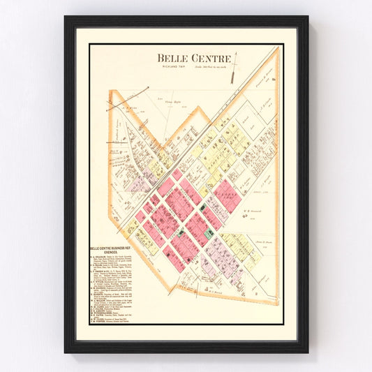 Vintage map of Belle Centre, Ohio, 1890