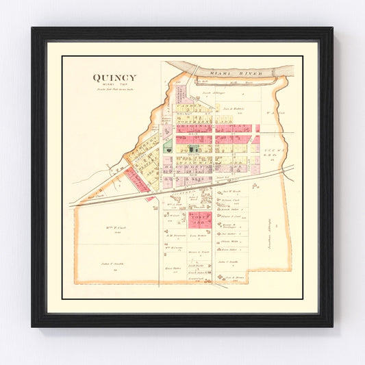Vintage map of Quincy, Ohio, 1890