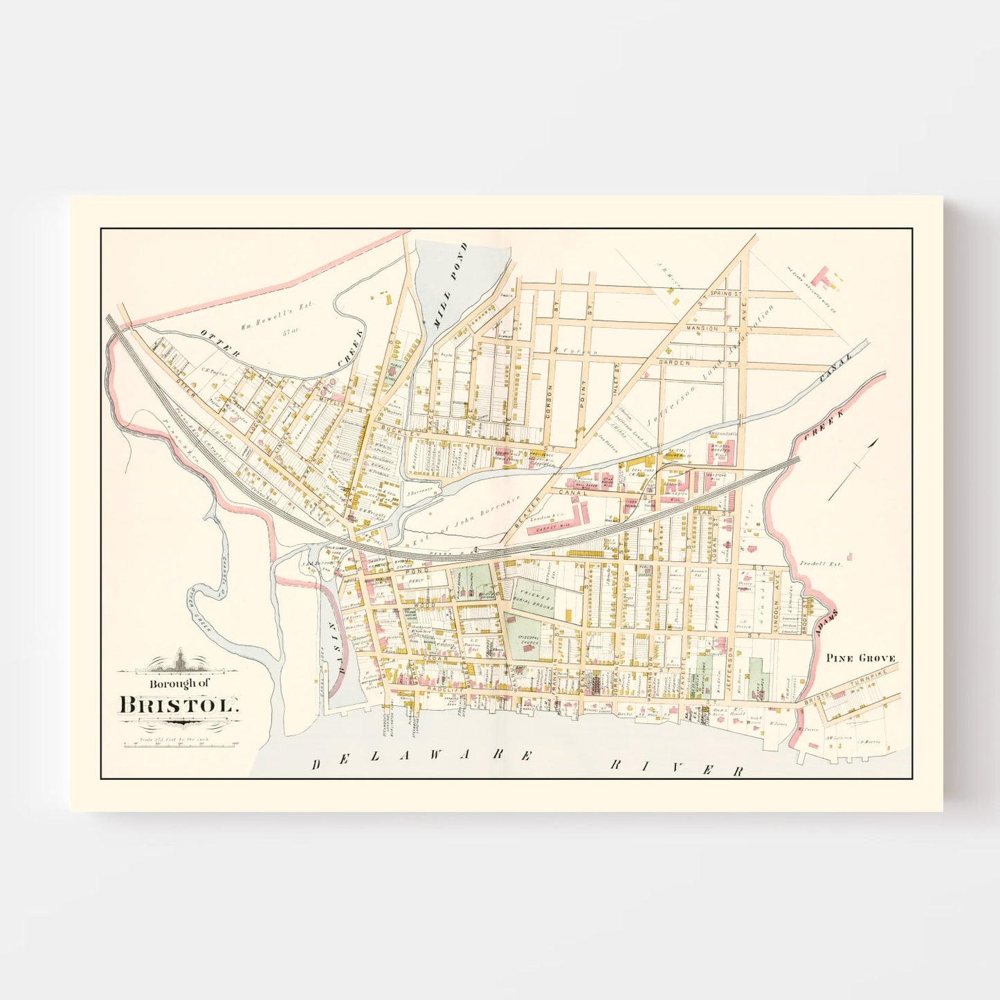 Vintage Map of Bristol, Pennsylvania, 1891