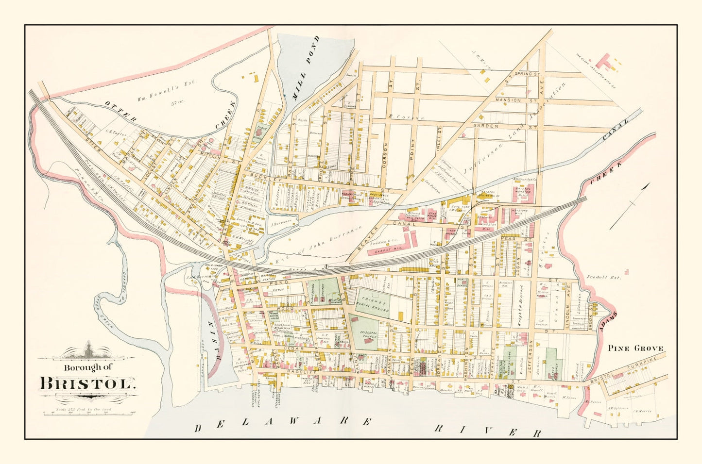 Vintage Map of Bristol, Pennsylvania, 1891