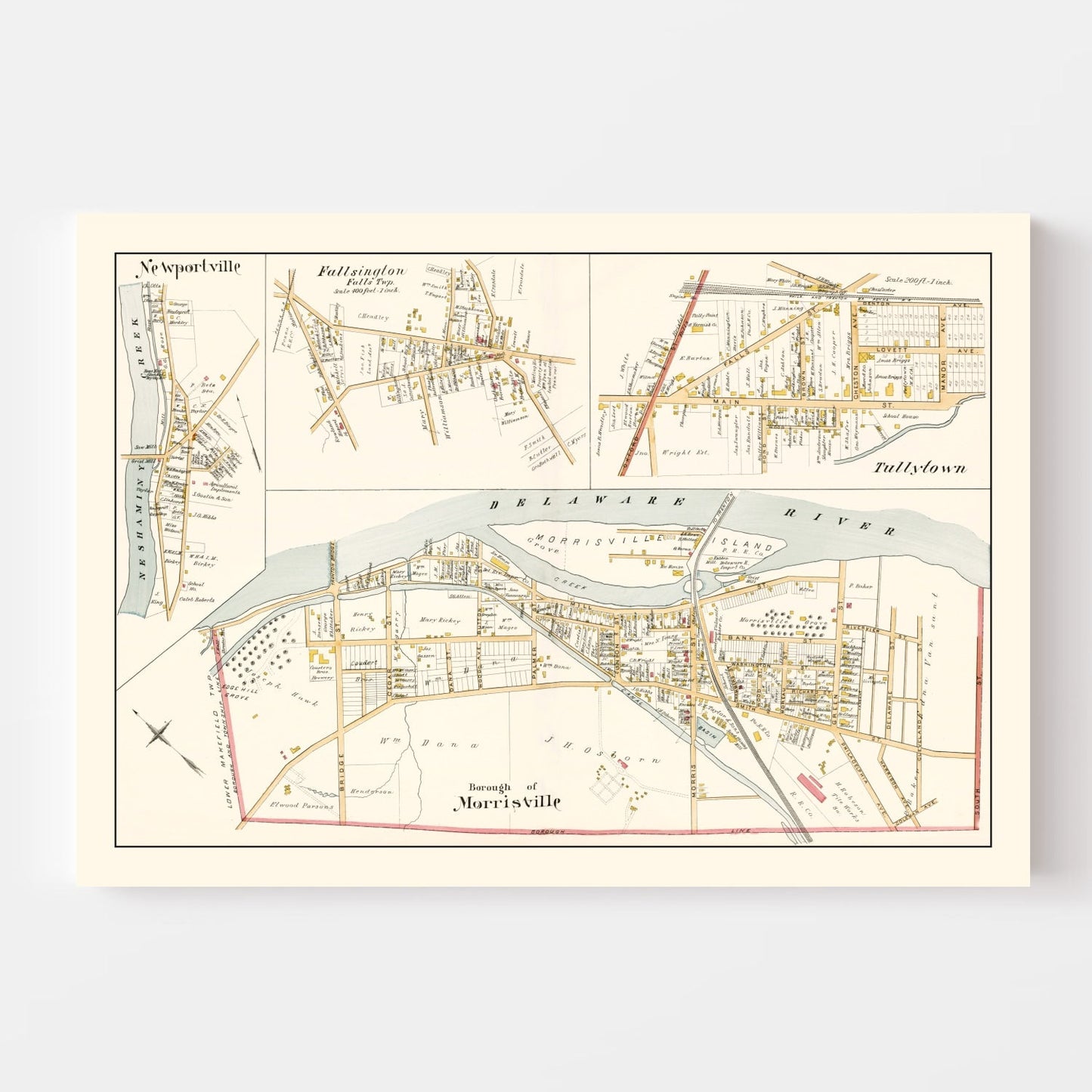 Vintage Map of Morrisville, Pennsylvania, 1891