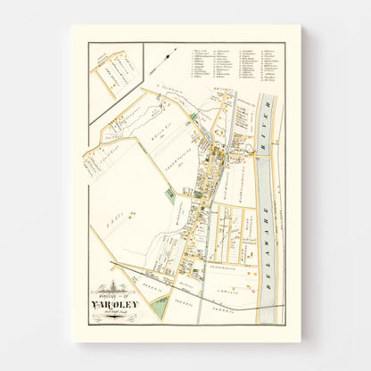 Vintage Map of Yardley, Pennsylvania, 1891