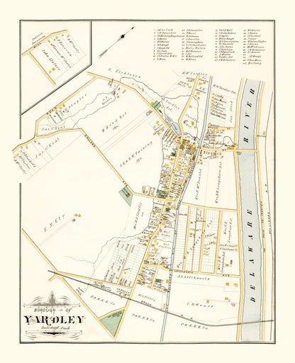 Vintage Map of Yardley, Pennsylvania, 1891
