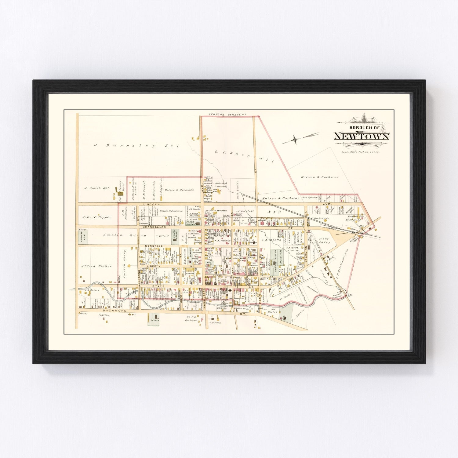 Vintage map of Newtown, Pennsylvania, 1891
