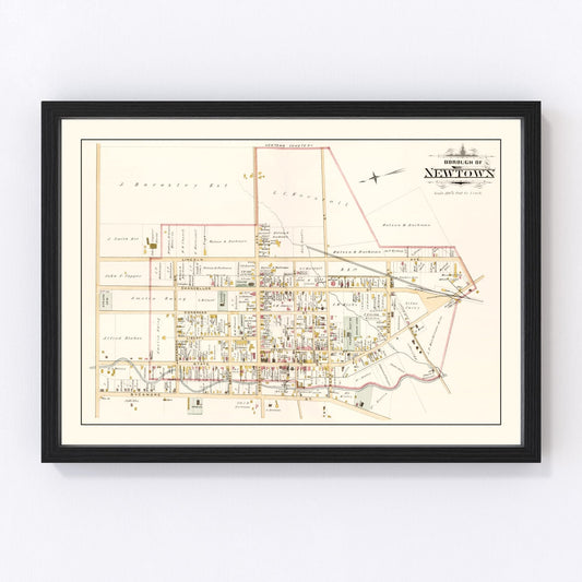 Vintage map of Newtown, Pennsylvania, 1891