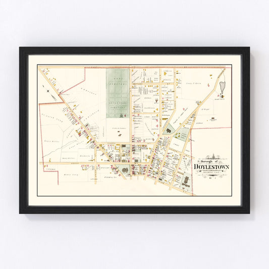 Vintage map of Doylestown, Pennsylvania, 1891