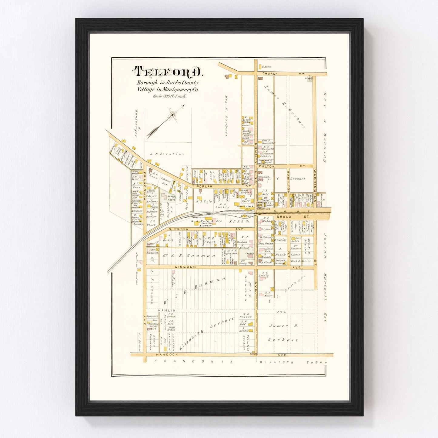 vintage map of Telford, Pennsylvania, 1891