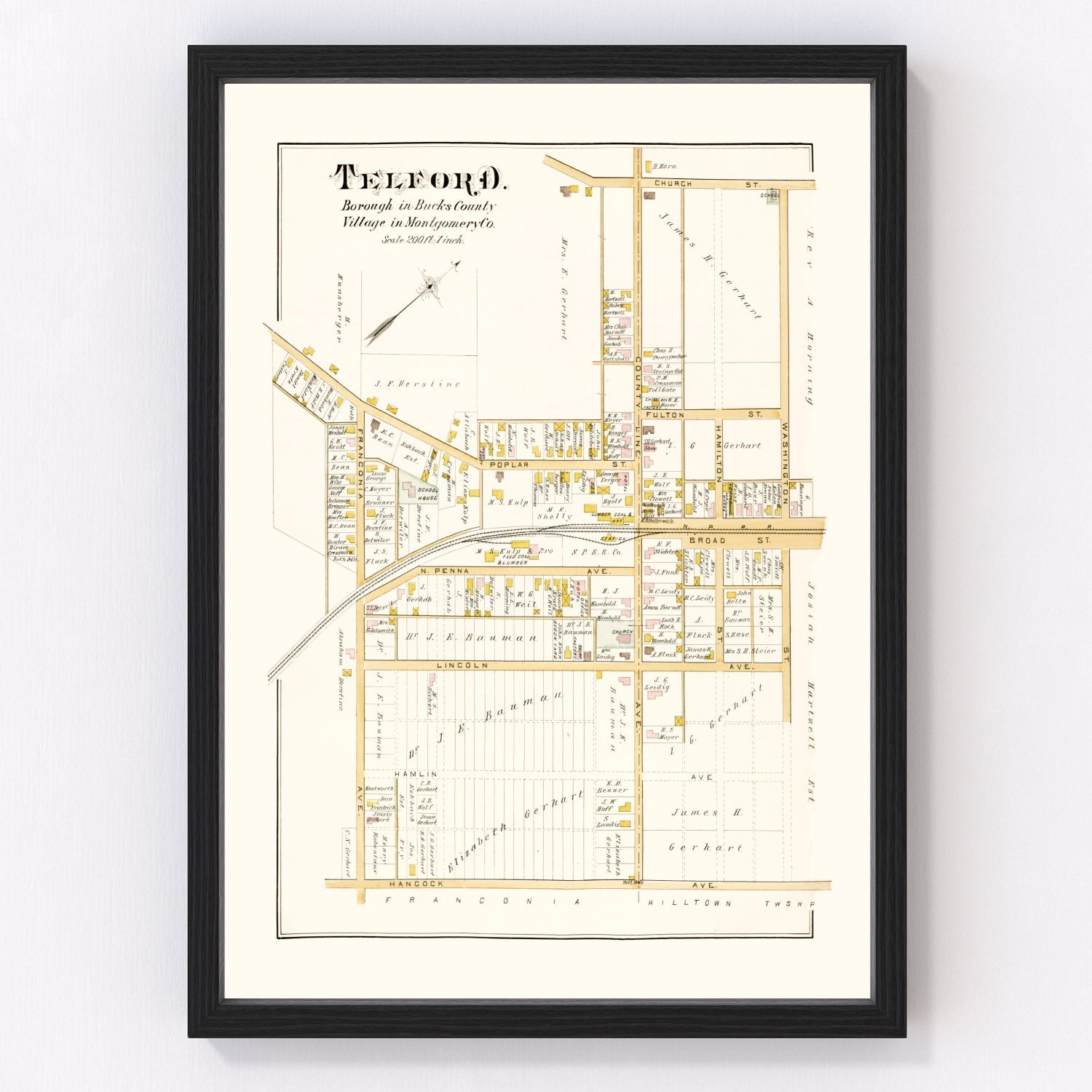 vintage map of Telford, Pennsylvania, 1891