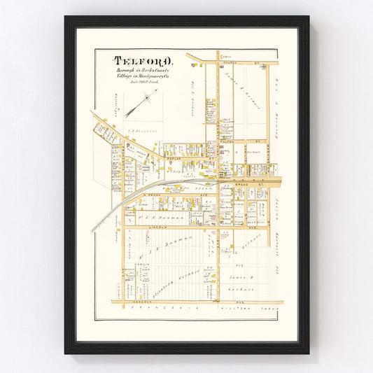 vintage map of Telford, Pennsylvania, 1891