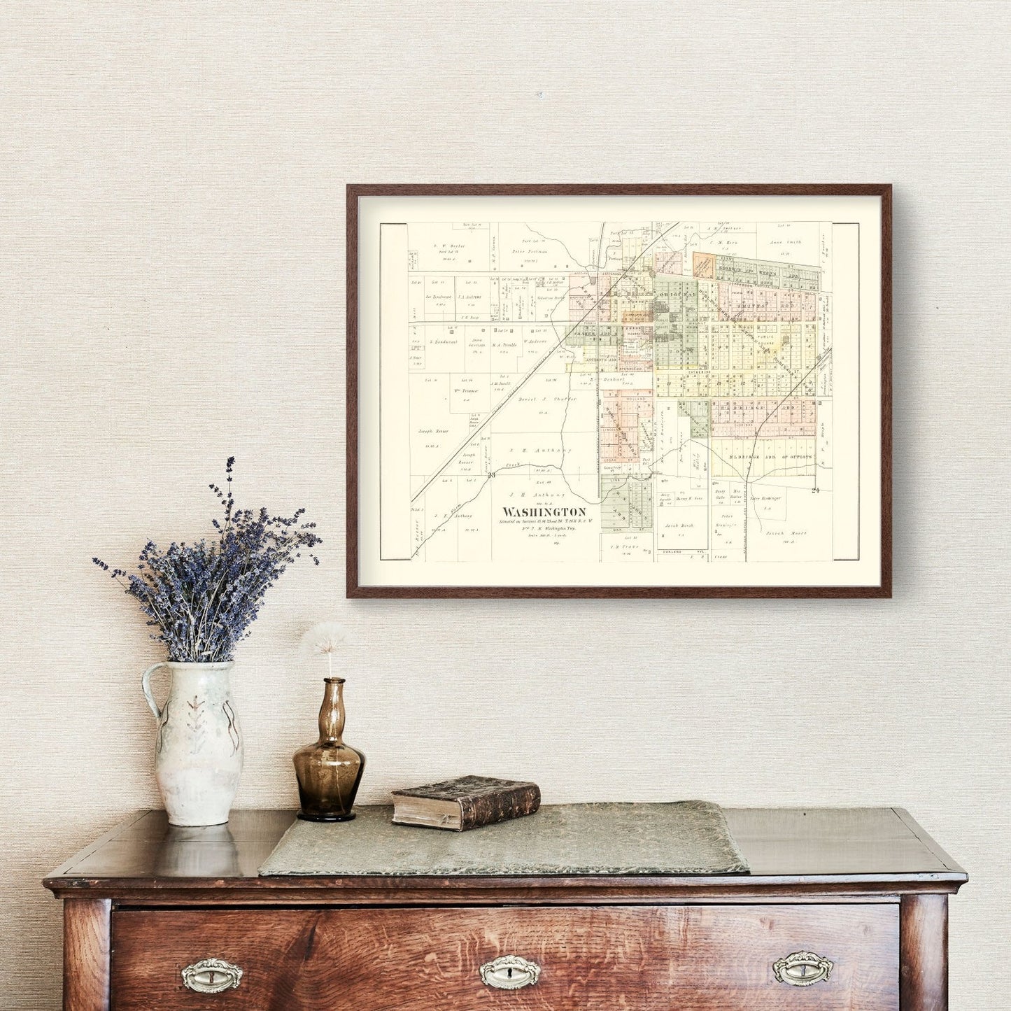 Vintage Map of Washington, Illinois, 1891