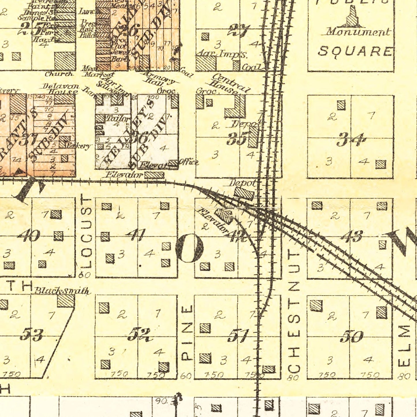 Vintage Map of Delavan, Illinois, 1891
