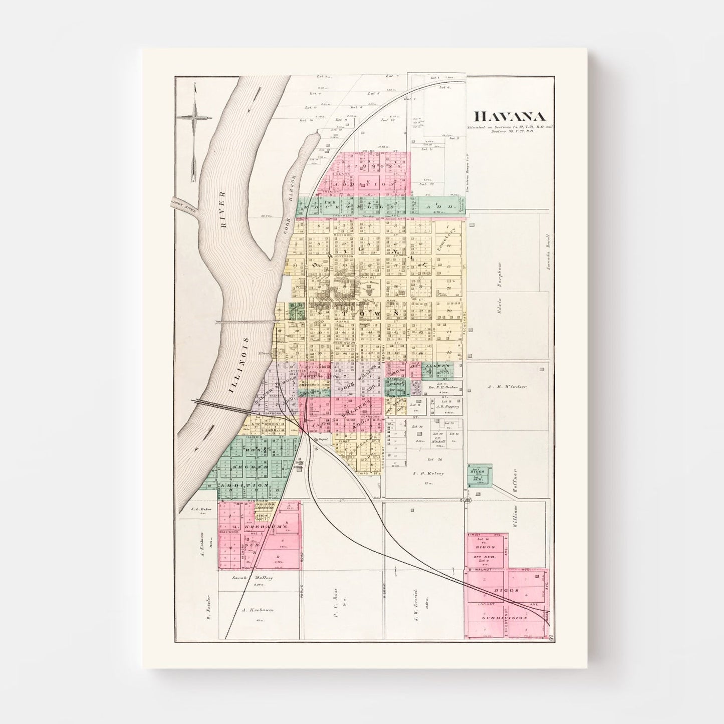 Vintage Map of Havana, Illinois, 1891