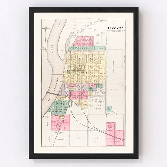 Vintage map of Havana, Illinois, 1891