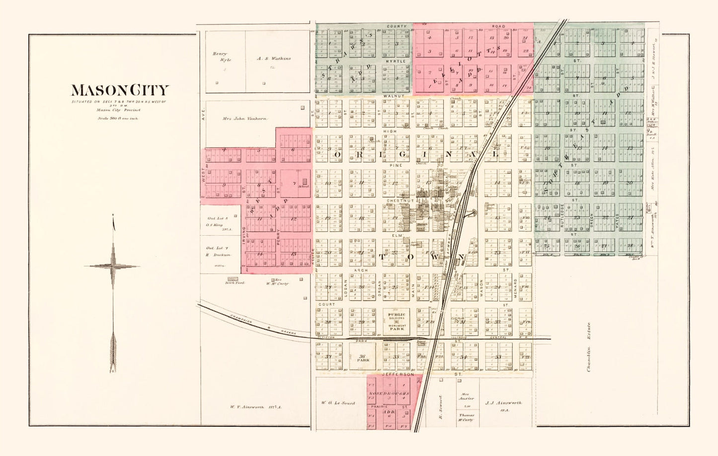 Vintage Map of Mason, Illinois, 1891