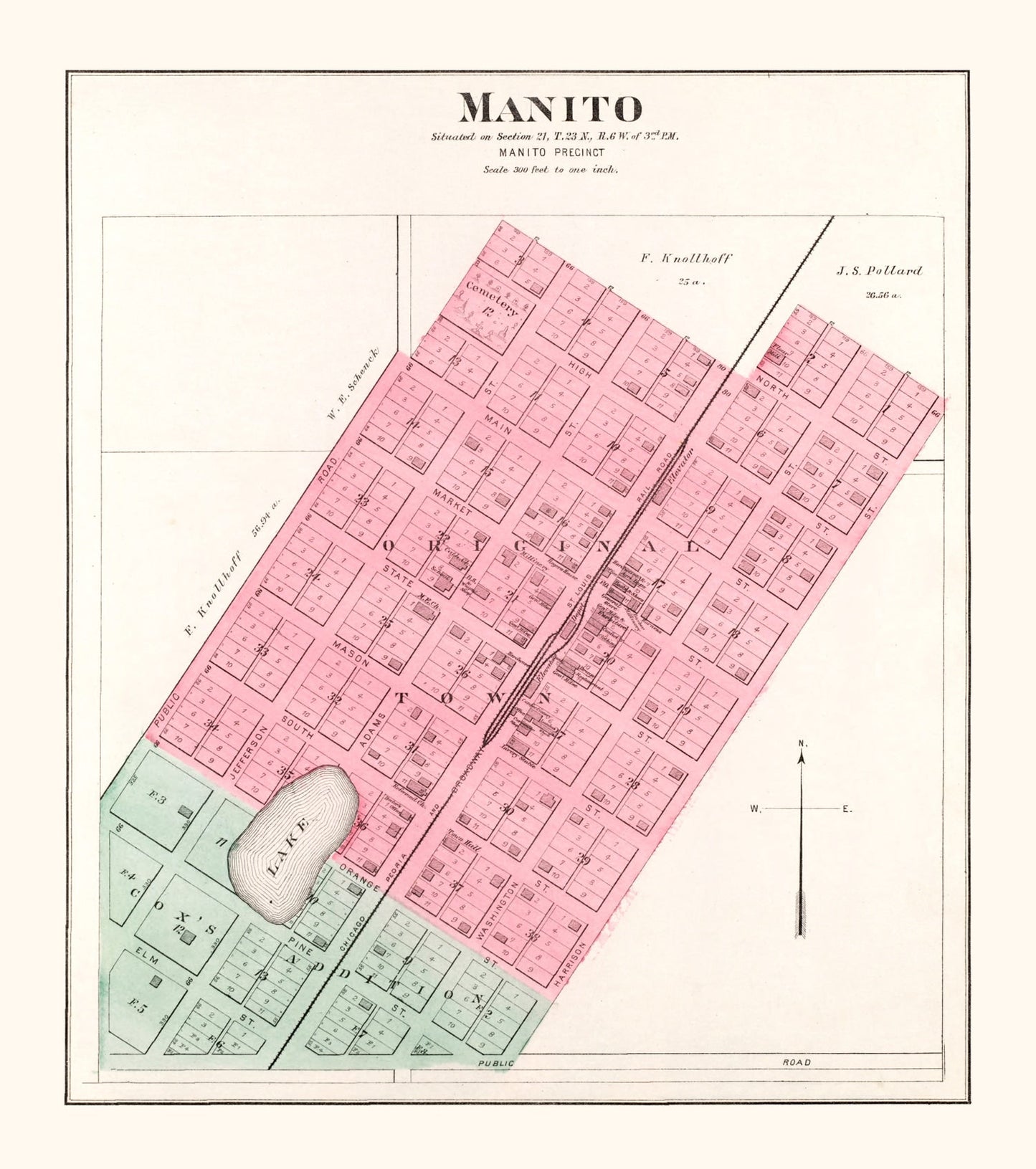 Vintage Map of Manito, Illinois, 1891