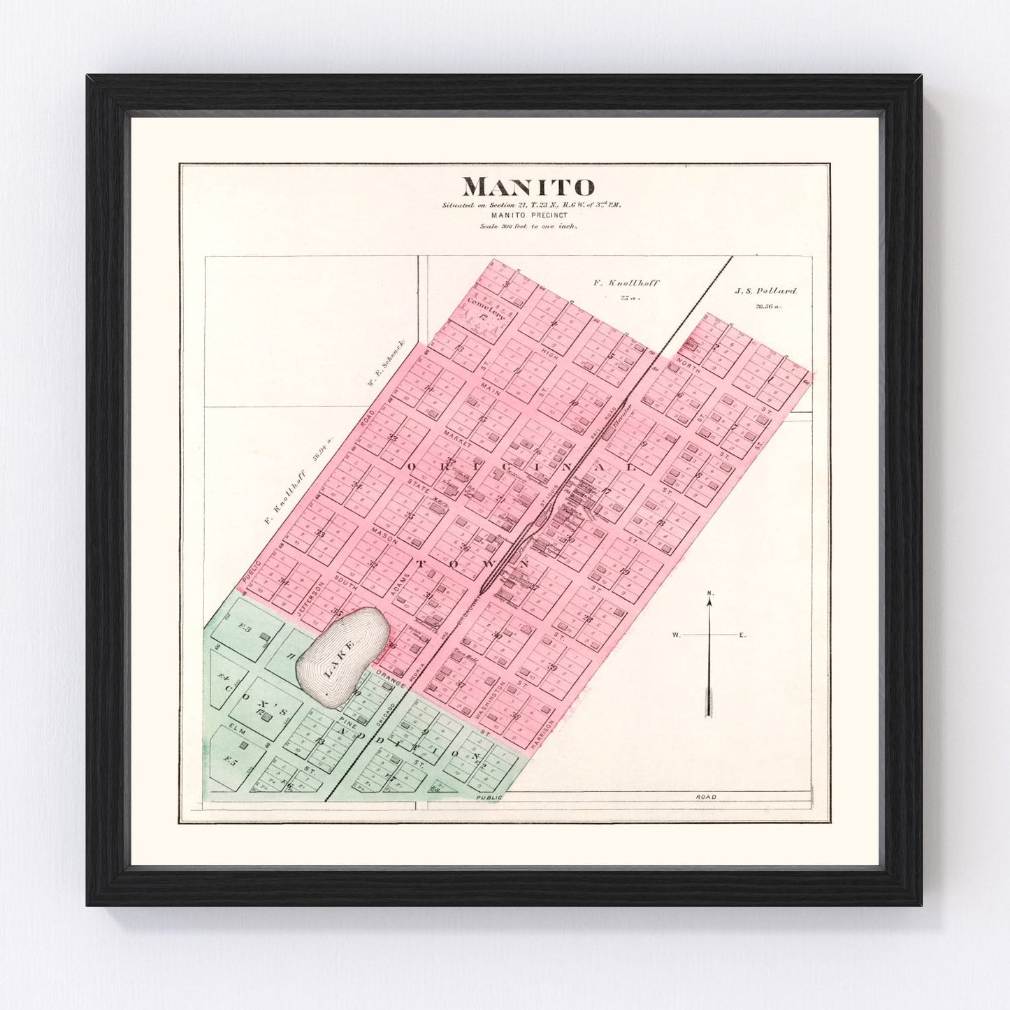 Vintage map of Manito, Illinois, 1891