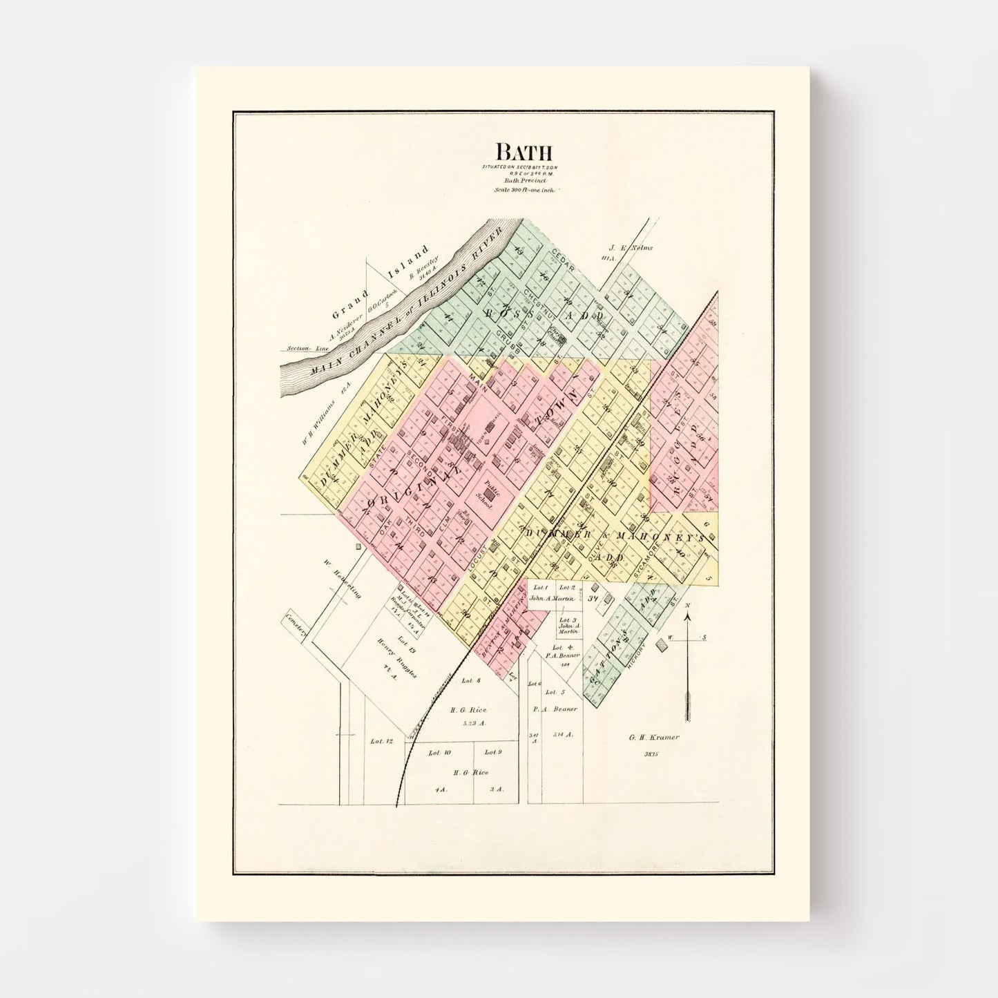 Vintage Map of Bath, Illinois, 1891