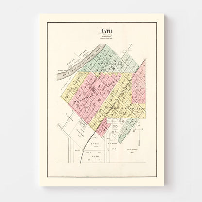 Vintage Map of Bath, Illinois, 1891
