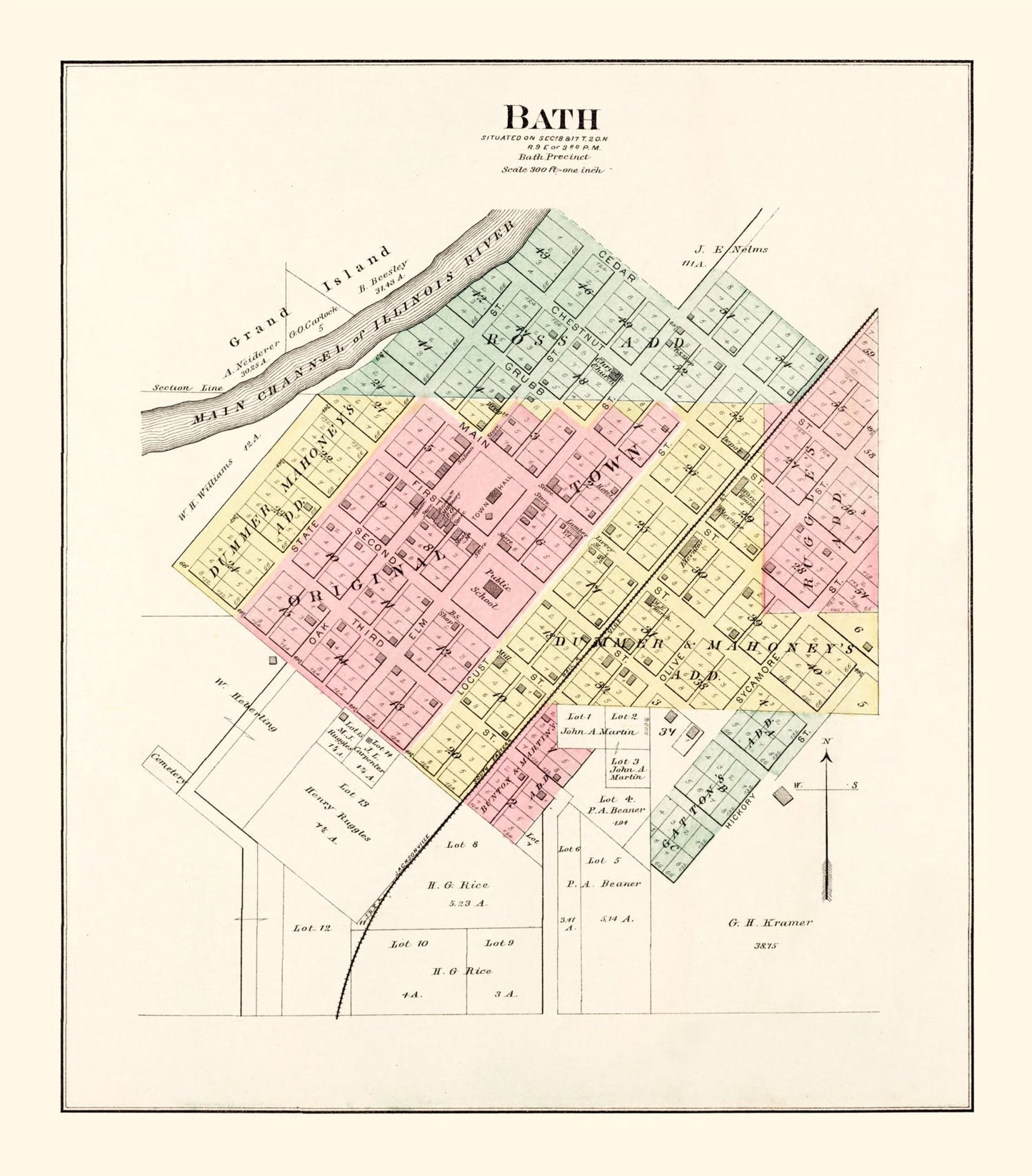 Vintage Map of Bath, Illinois, 1891