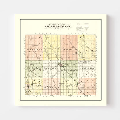 Vintage Map of Chickasaw County, Iowa, 1892