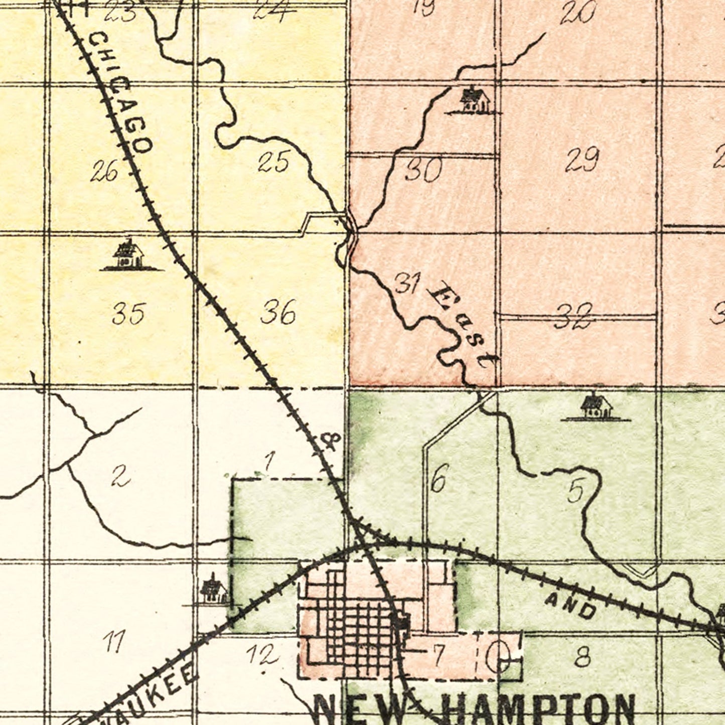 Vintage Map of Chickasaw County, Iowa, 1892